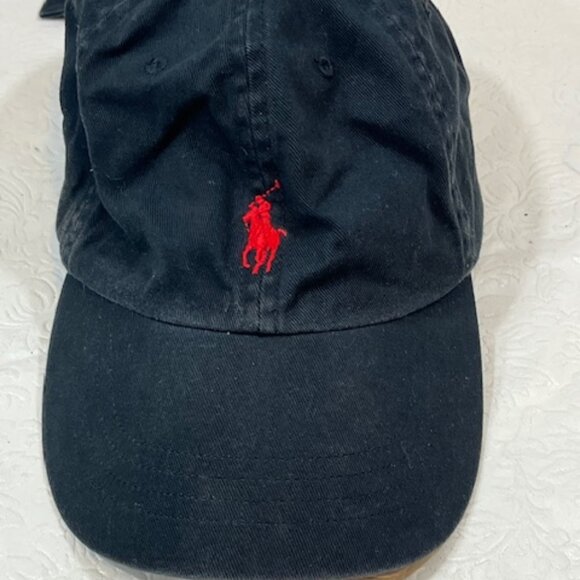Polo Ralph Lauren Cotton Embroidered Logo Black Baseball Cap Hat Adjustable - Picture 4 of 12